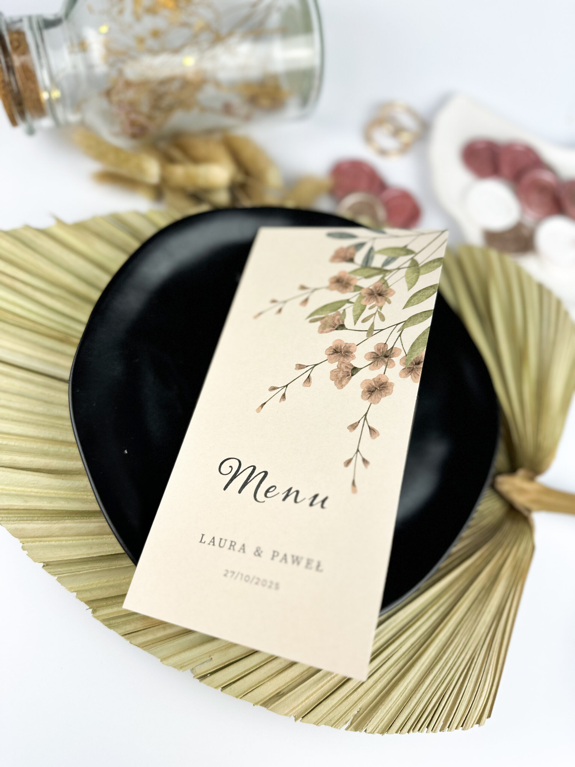 Menu weselne składane "Z delikatnymi kwiatami" - obrazek 4