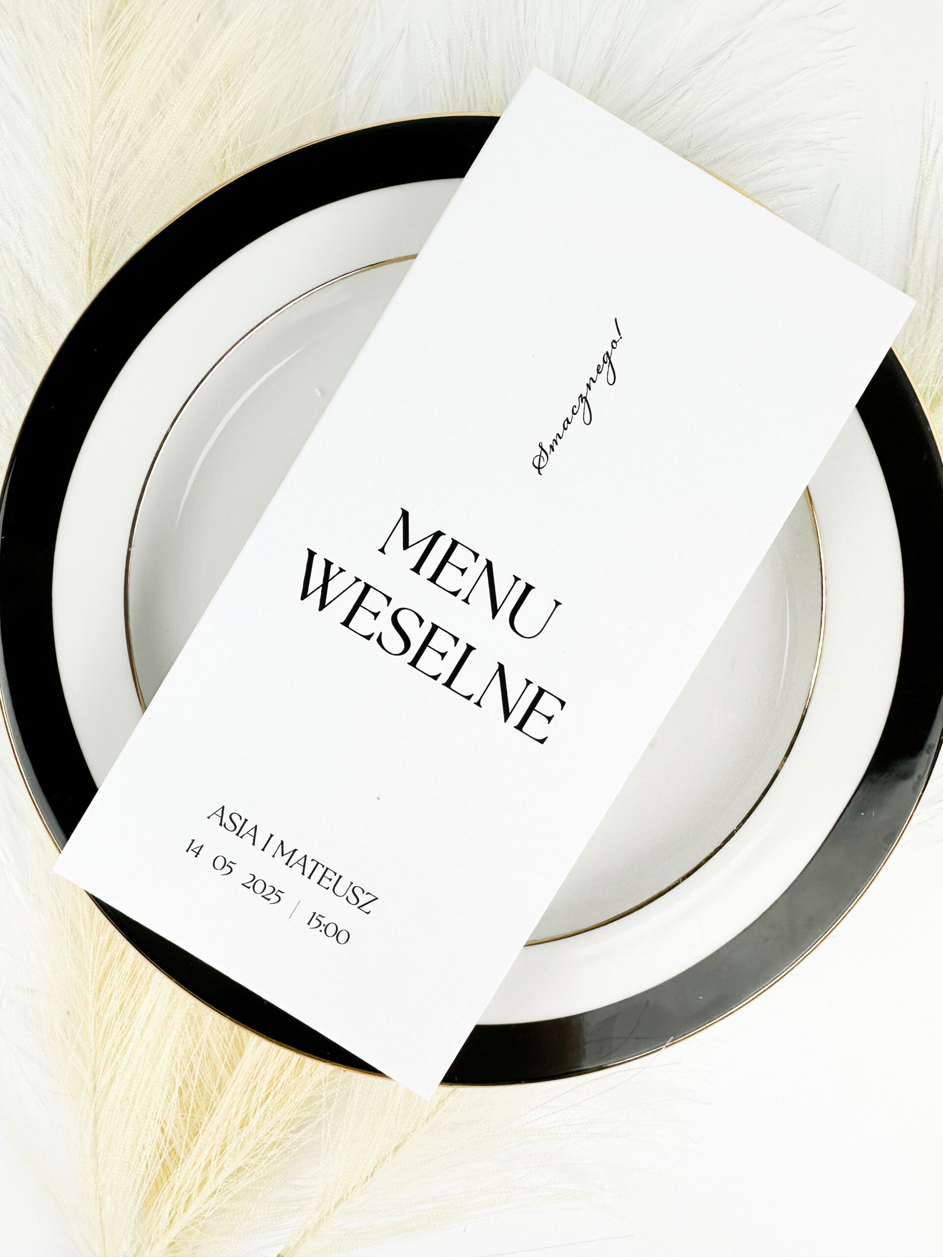 Składane menu weselne. Minimalistyczne menu weselne, eleganckie menu weselne