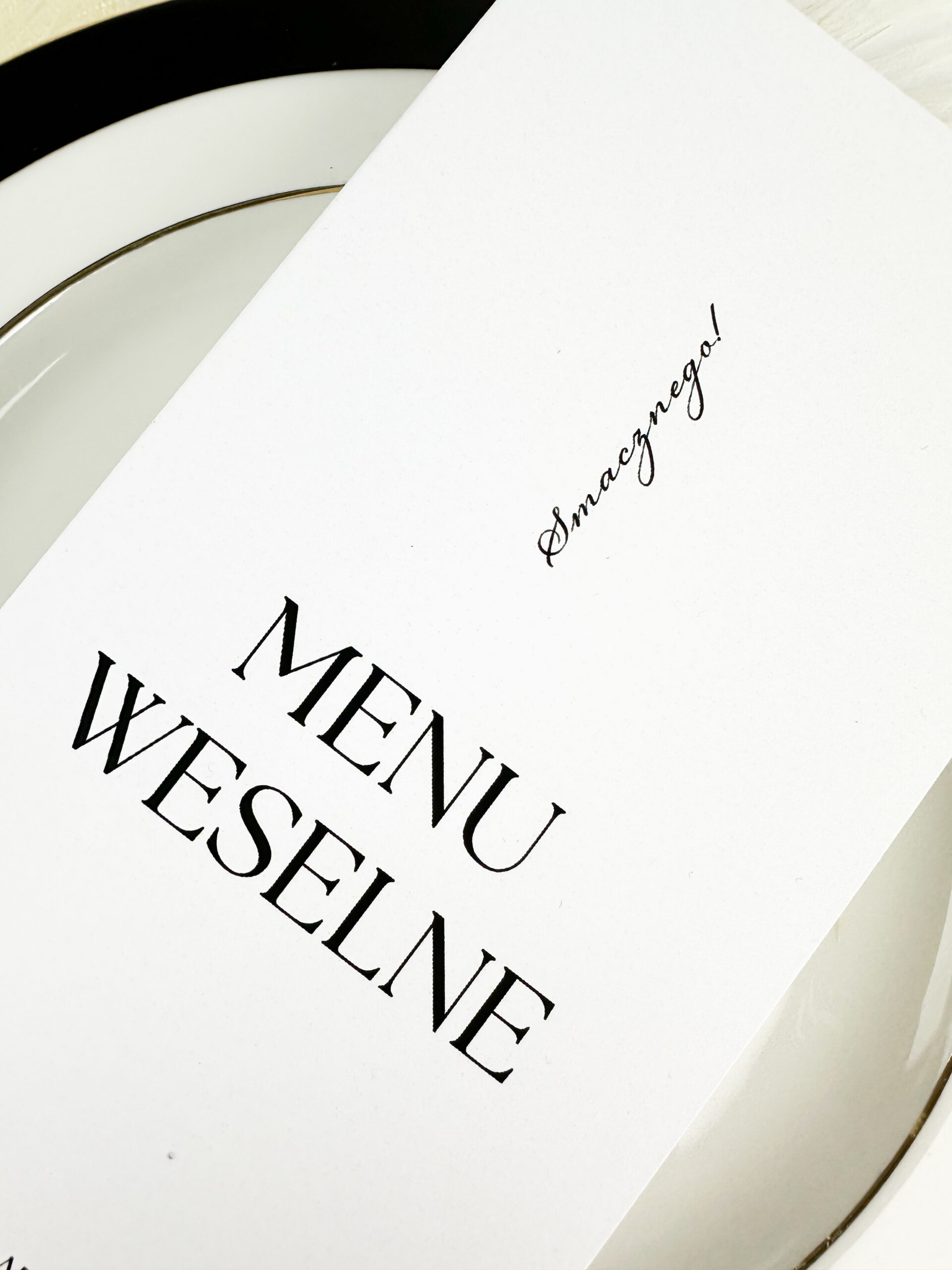 Składane menu weselne. Minimalistyczne menu weselne, eleganckie menu weselne