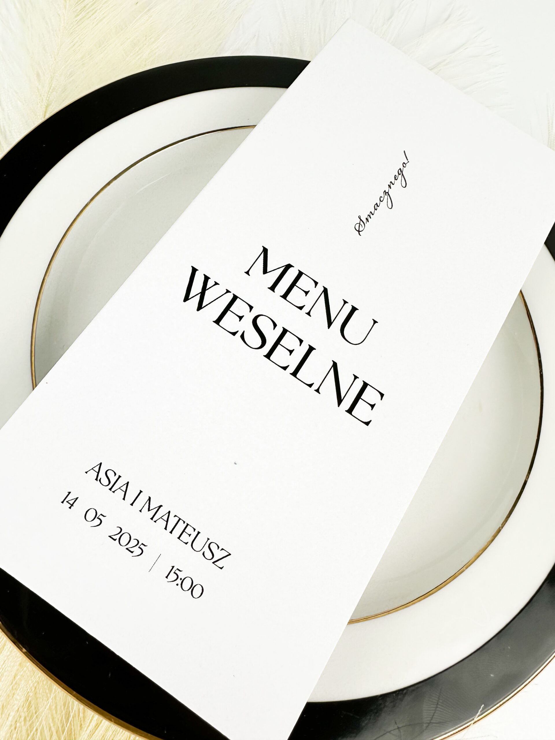 Składane menu weselne. Minimalistyczne menu weselne, eleganckie menu weselne