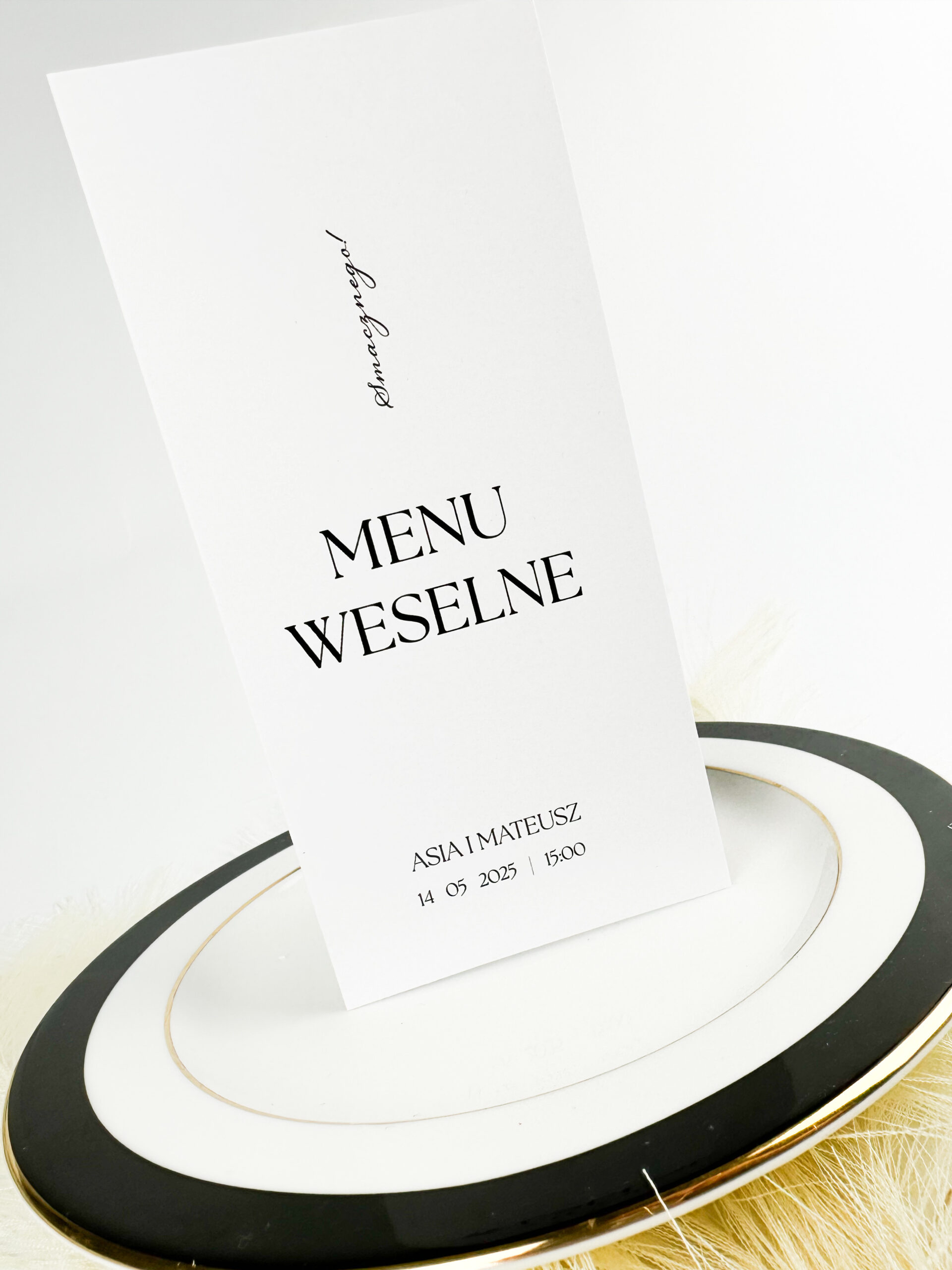 Składane menu weselne. Minimalistyczne menu weselne, eleganckie menu weselne