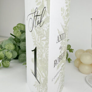 Numer stołu botaniczny, plan dnia botaniczny, numer stołu trójkątny, numer stołu składany