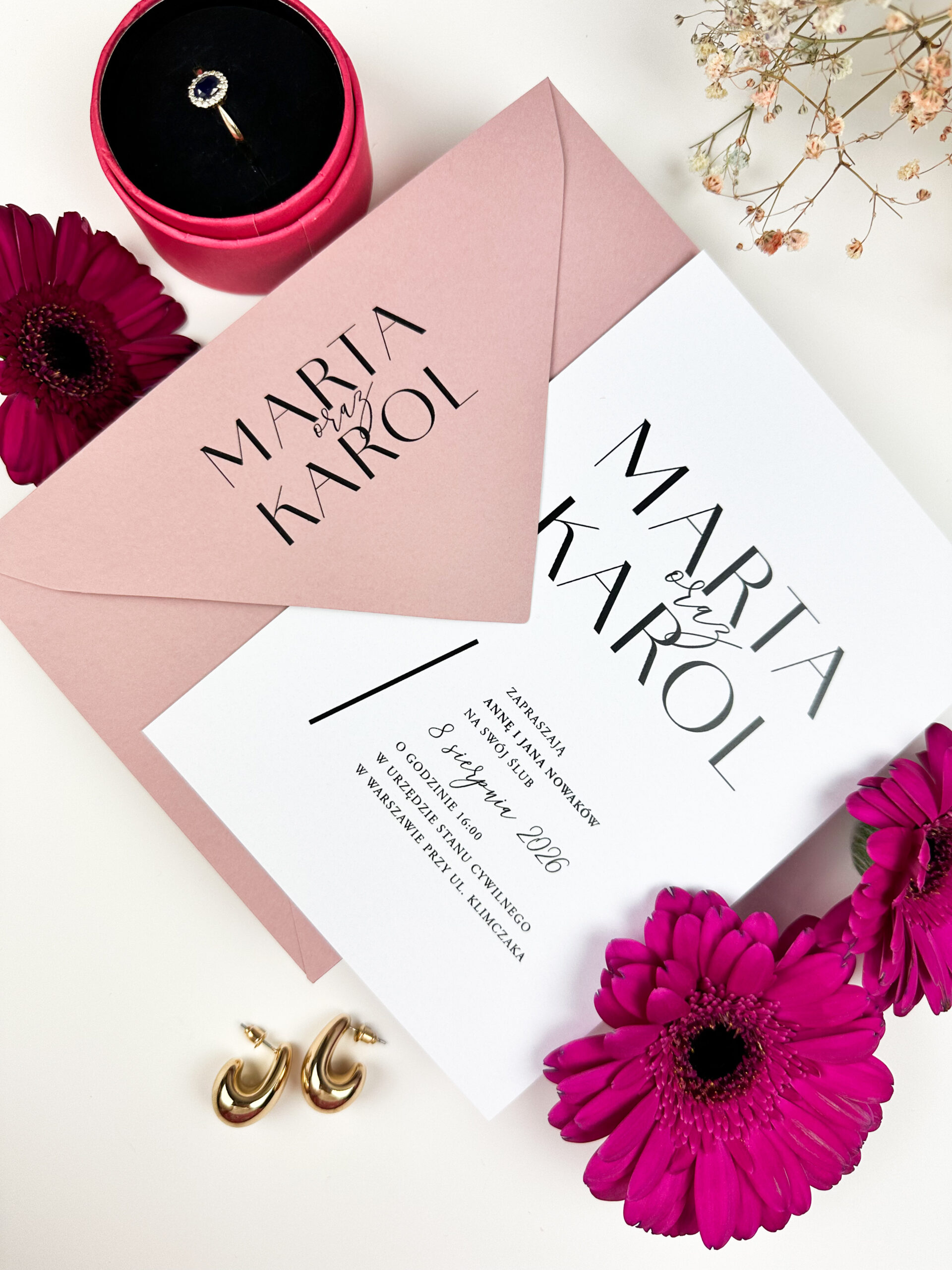 Zaproszenia ślubne minimalistyczne, zaproszenia ślubne eleganckie, zaproszenia ślubne