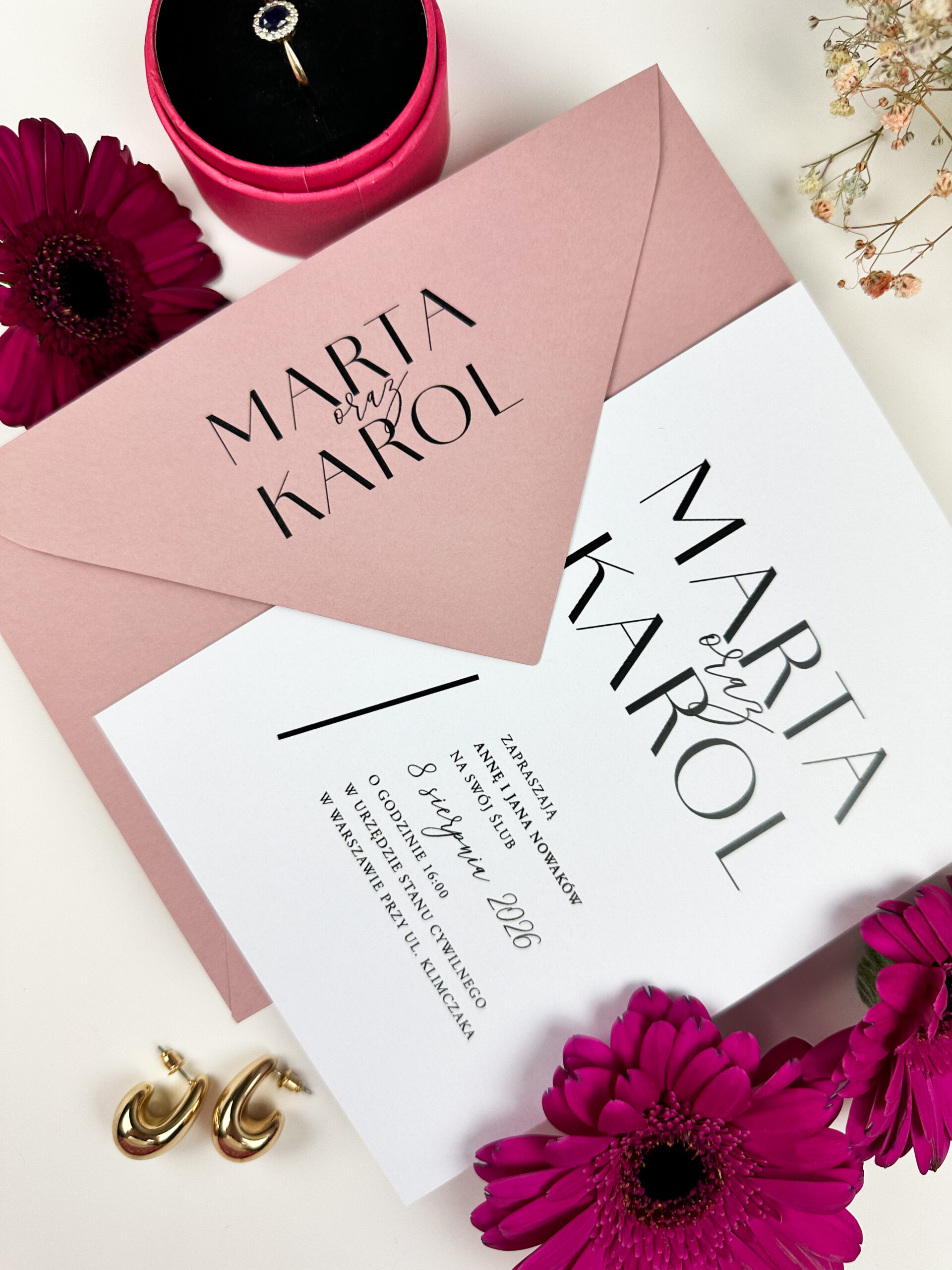 Zaproszenia ślubne minimalistyczne, zaproszenia ślubne eleganckie, zaproszenia ślubne