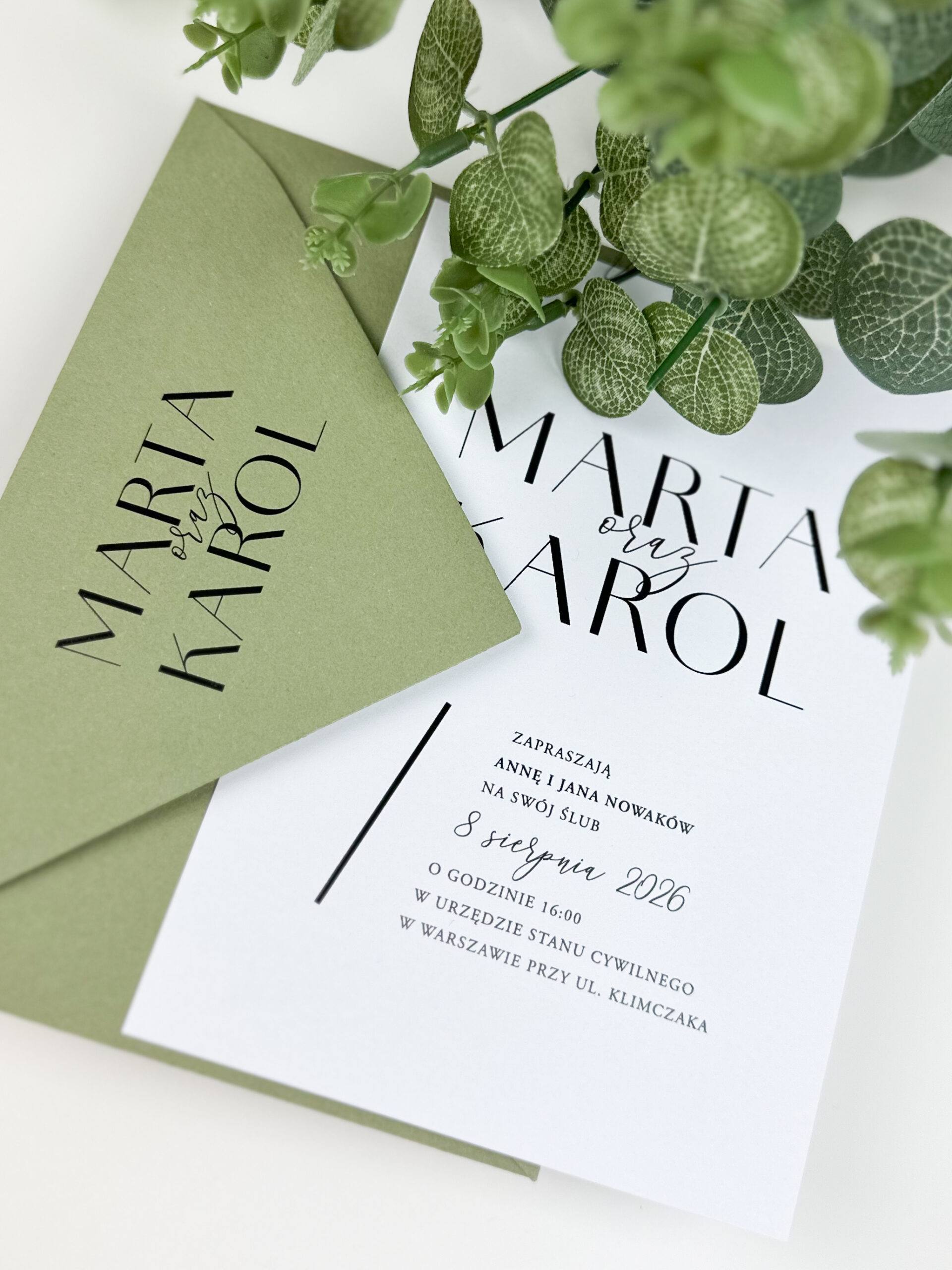 Zaproszenia ślubne minimalistyczne, zaproszenia ślubne eleganckie, zaproszenia ślubne