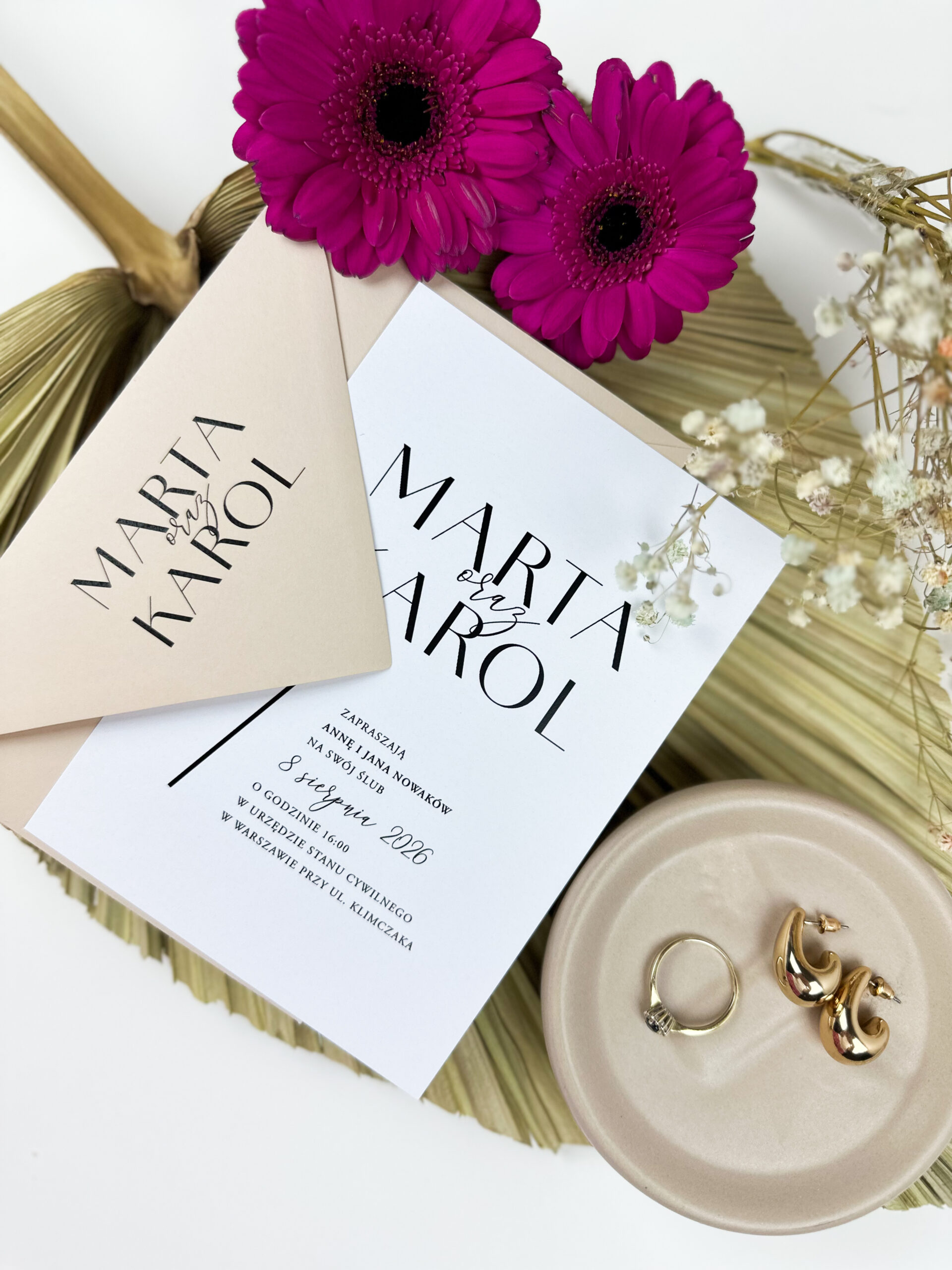 Zaproszenia ślubne minimalistyczne, zaproszenia ślubne eleganckie, zaproszenia ślubne