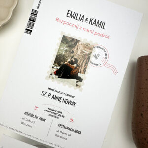 Zaproszenia ślubne minimalistyczne, zaproszenia ślubne podróżnicze zaproszenia ślubne z motywem podróży